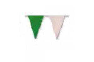 GALLARDETE VERDE Y BLANCO 50m (bandera plastico triangular