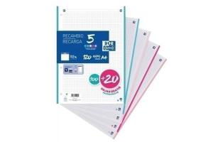RECAMBIO A4 OXFORD CUADRO 120H 5COL PASTEL 